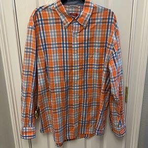 IZOD Long Sleeve Button down Shirt Size Large-Blue & Orange